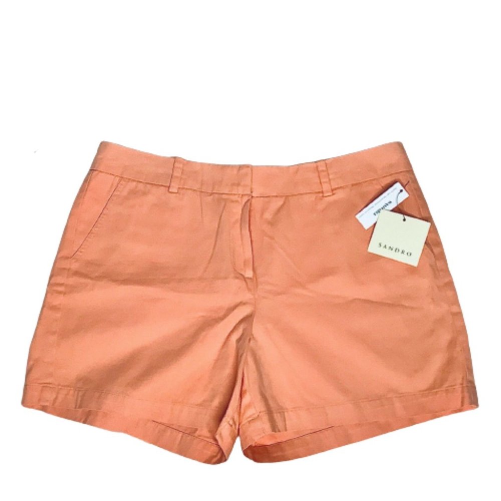 NWT Sandro Shell Coral Cotton Chino Shorts Women’s 8 STYLE T61Q6W6